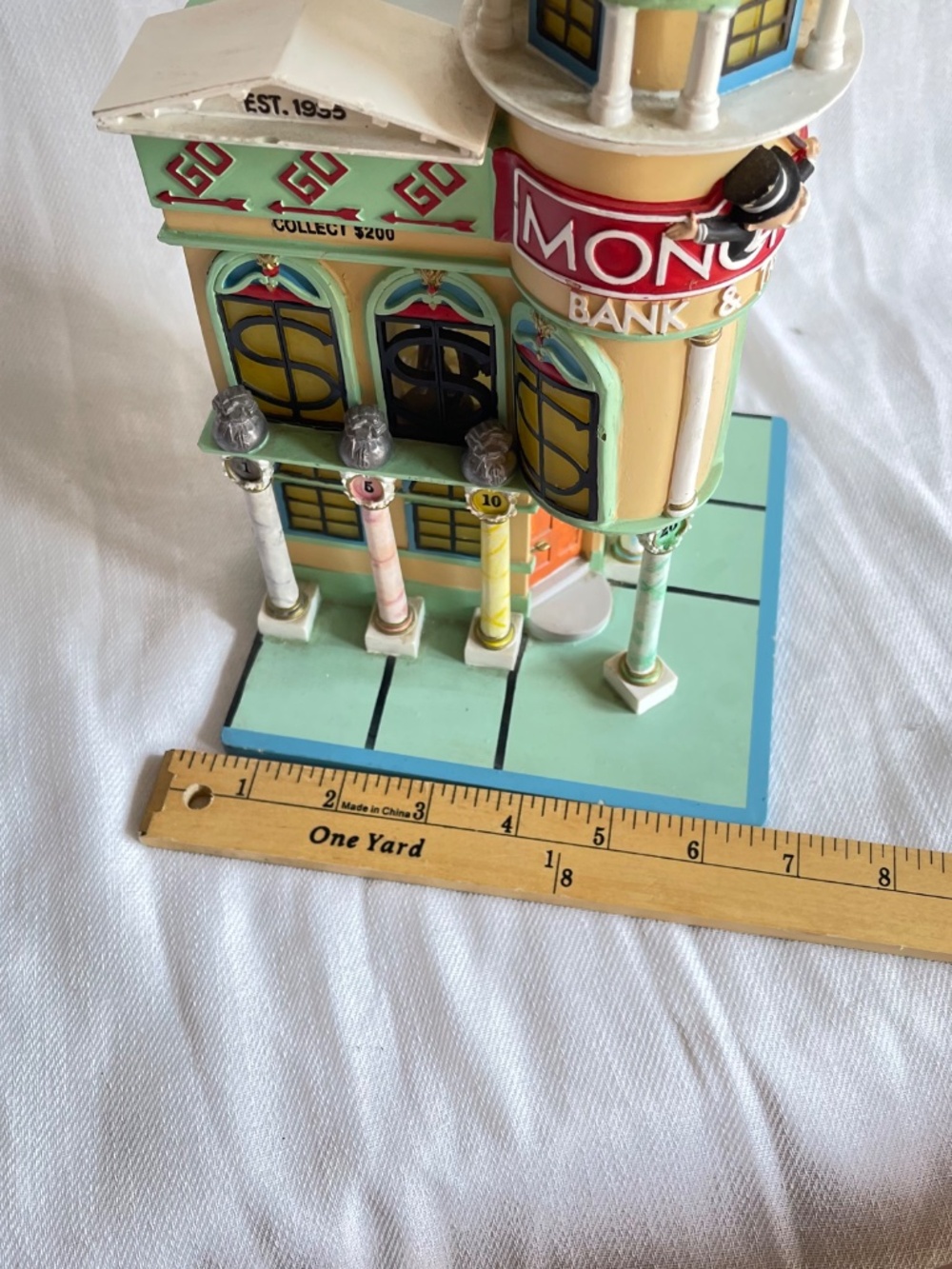 Monopoly Bank & Trust Decorative Building Figurine - Pastel Yellow, Mint, Coral - Picture 13 of 16